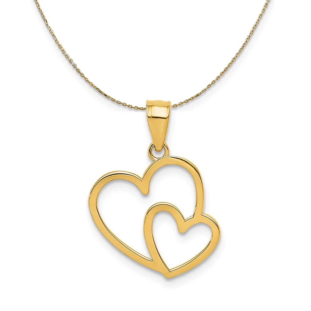 14k Yellow Gold Double Heart Necklace