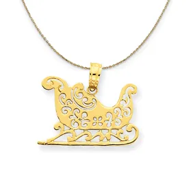 14k Yellow Gold Ornamental Sleigh Necklace