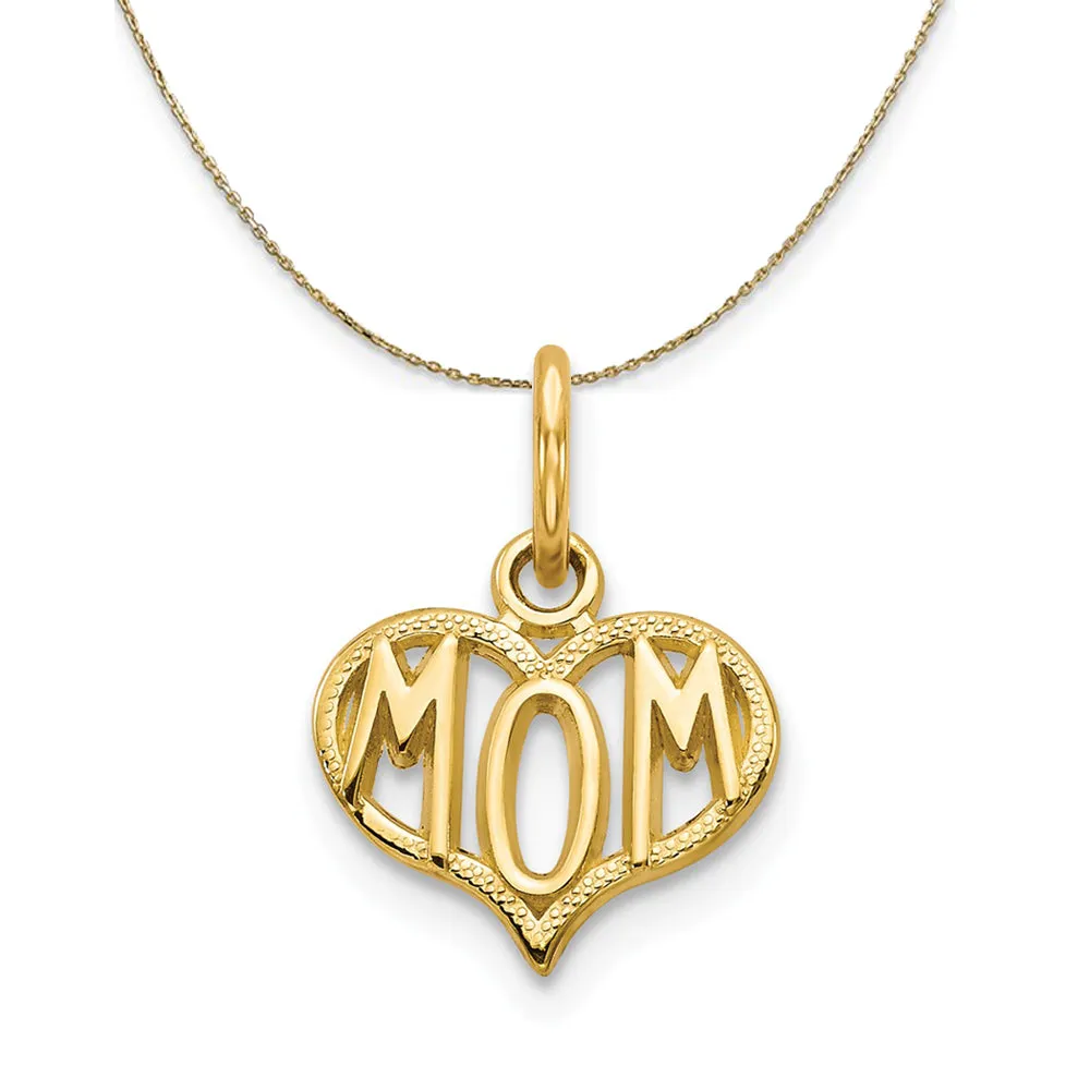 14k Yellow Gold Polished Mom Heart Necklace