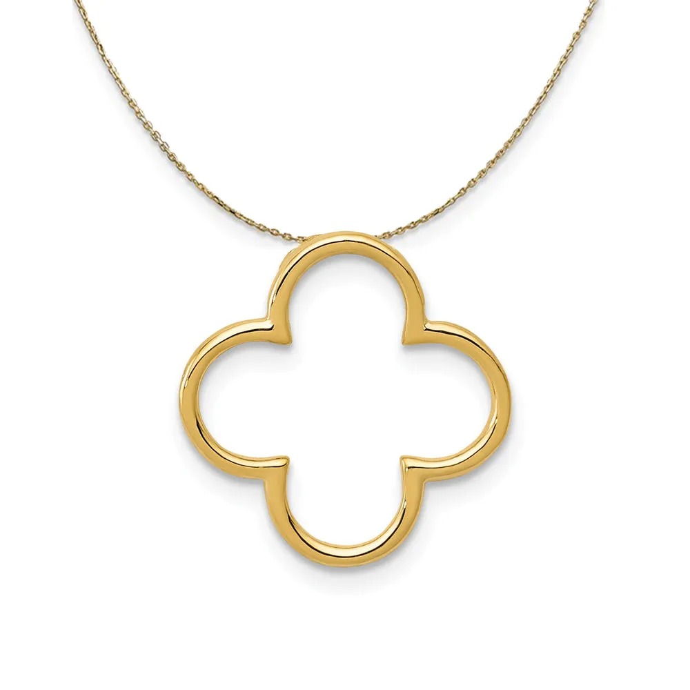 14k Yellow Gold Polished Quatrefoil Slide Necklace