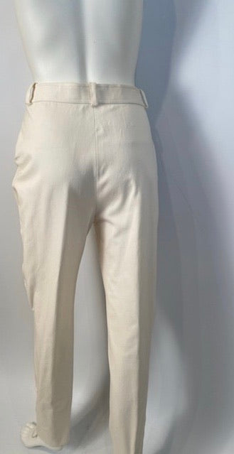 1997 E97, Chanel Vintage White Cotton Pants -lace up ankles-FR 44 US 8/10