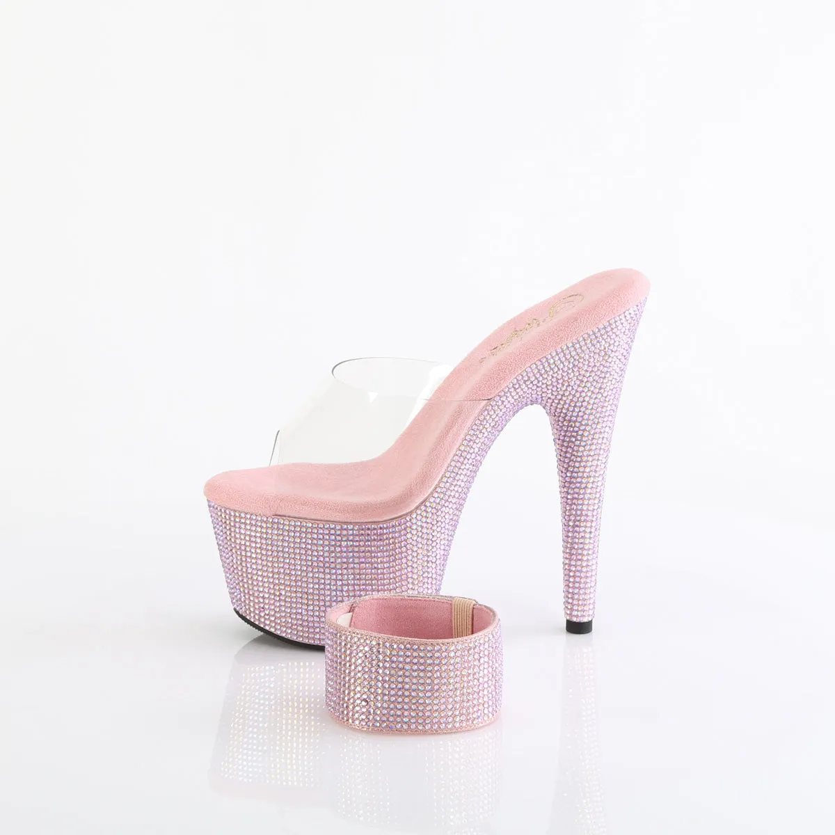 7 Inch Heel BEJEWELED-712RS Clear Baby Pink Rhinestone