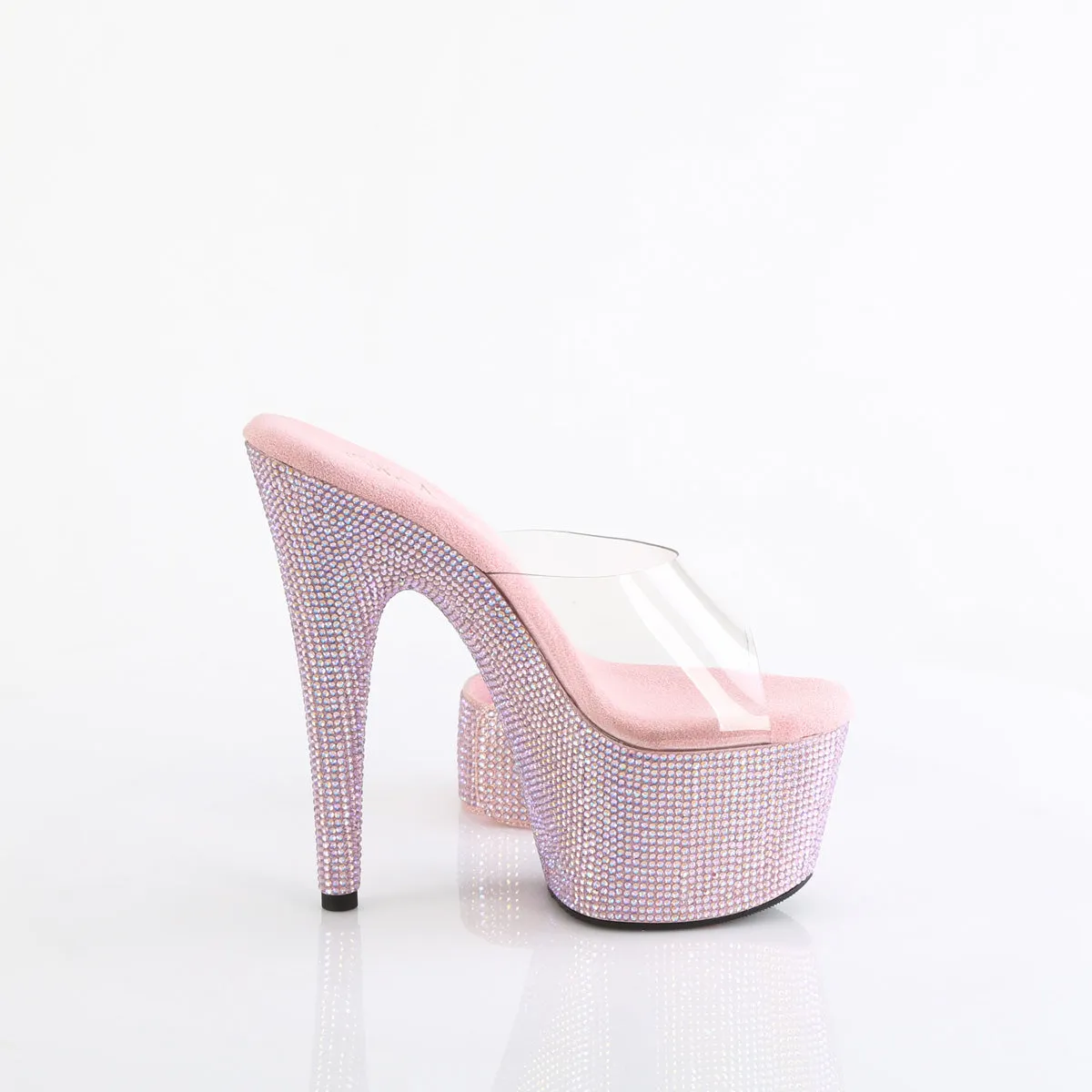 7 Inch Heel BEJEWELED-712RS Clear Baby Pink Rhinestone