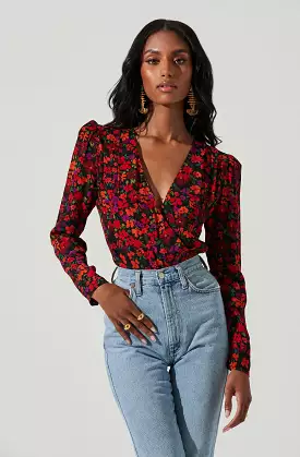 Bartlett Floral Wrap Front Long Sleeve Bodysuit