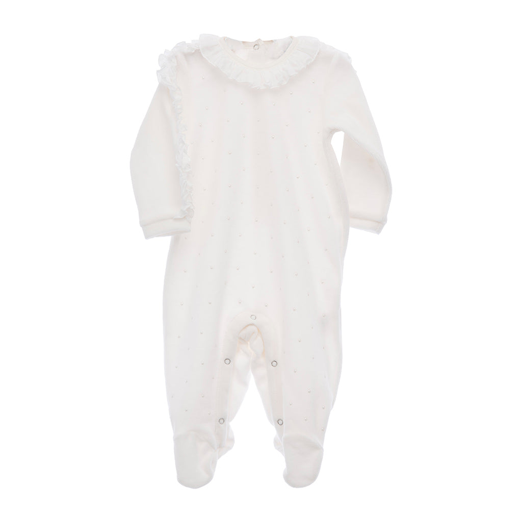 Beige Long Sleeve Ruffle Onesie