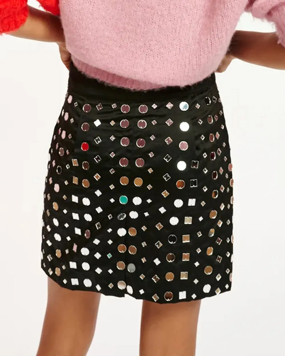 Black Eshiny Satin Mirror Mini Skirt