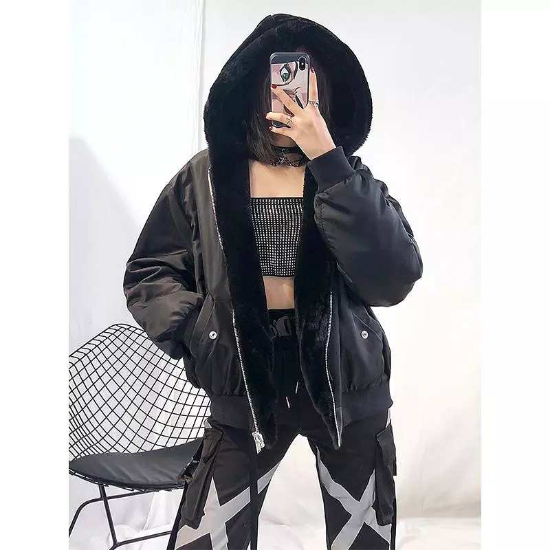 Black Retro Bomber Jacket SD00615