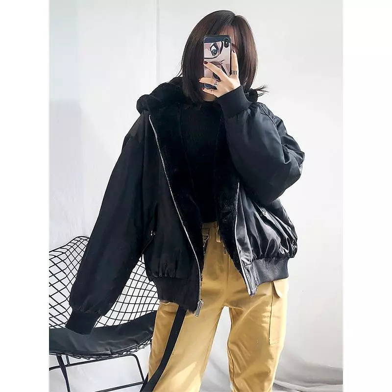 Black Retro Bomber Jacket SD00615