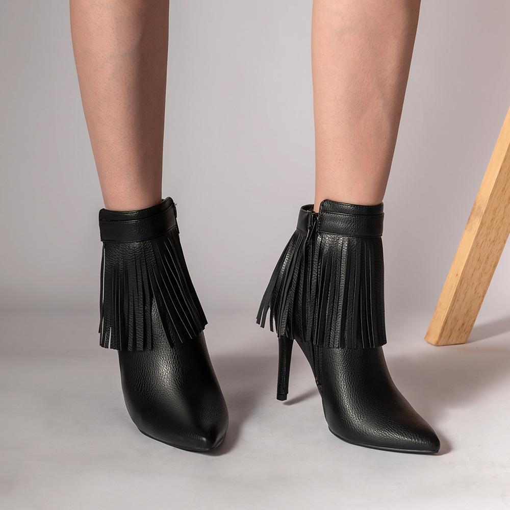 Black Tassel Ankle Boots