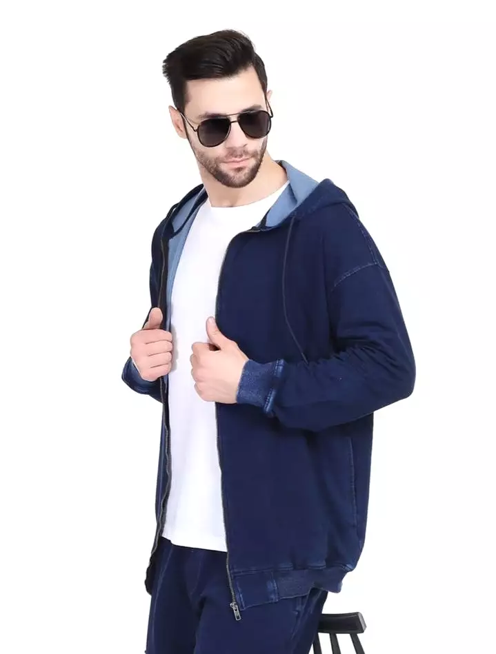 Blue Hooded denim Jacket