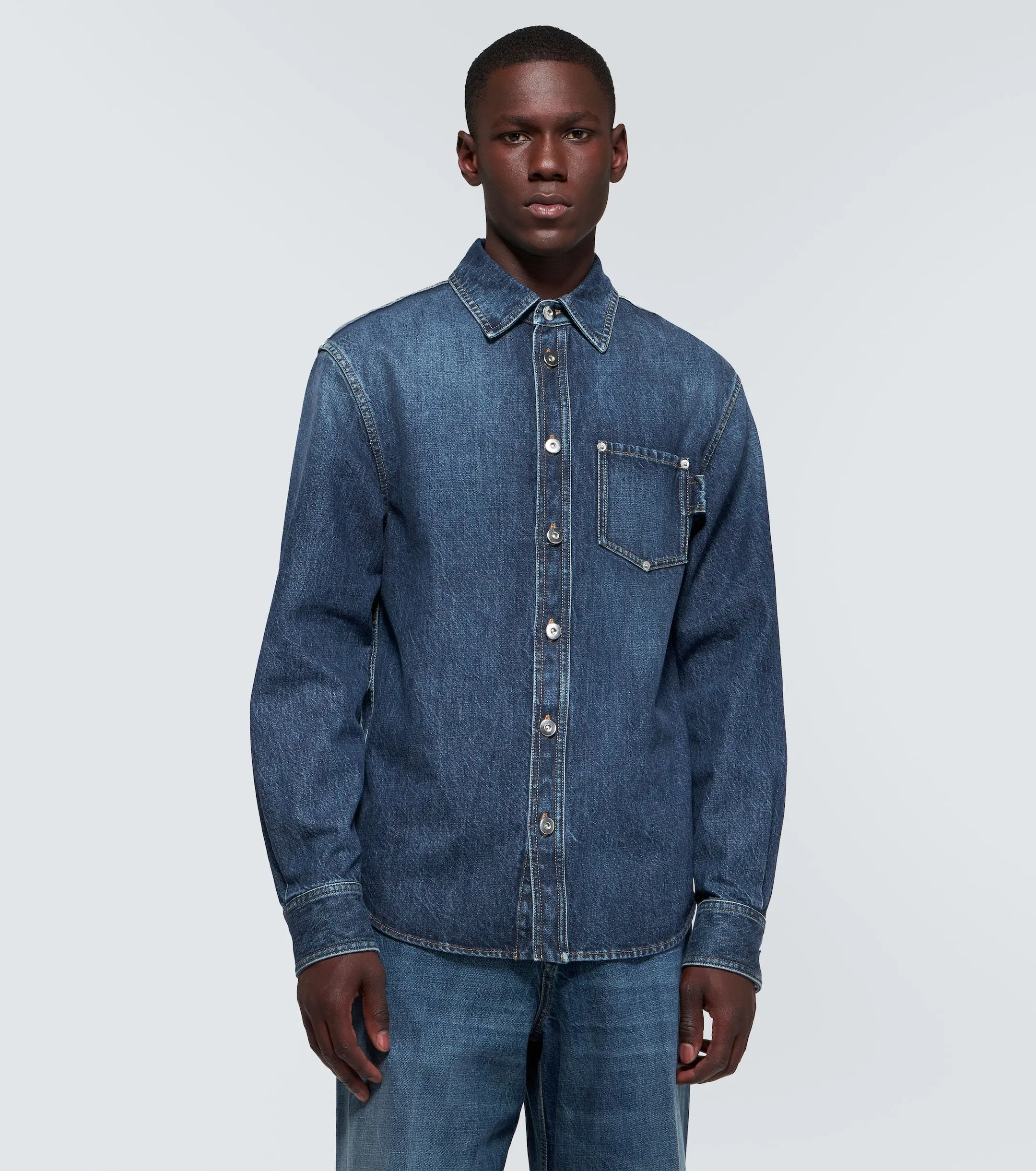 BOTTEGA VENETA  |Denim Street Style Plain Cotton Washed denim Shirts