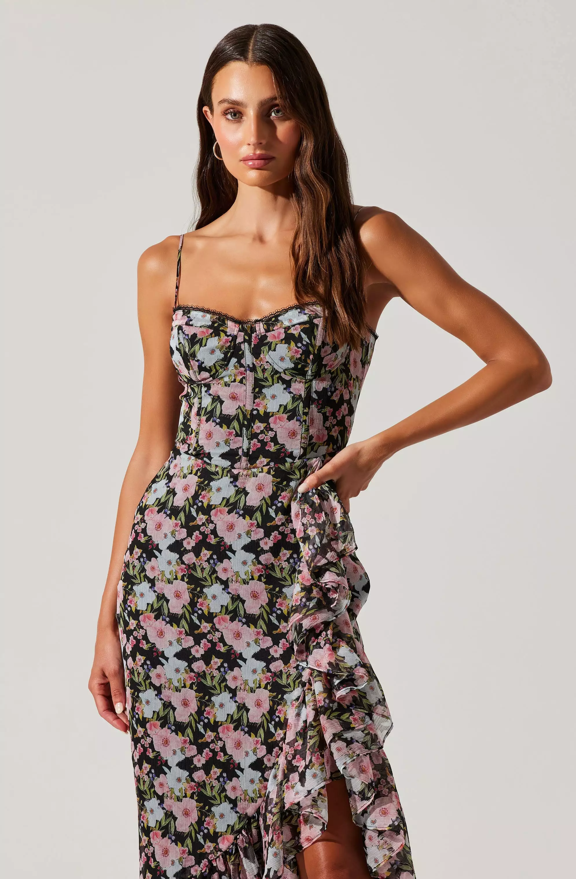 Brisbane Asymmetrical Floral Midi Dress