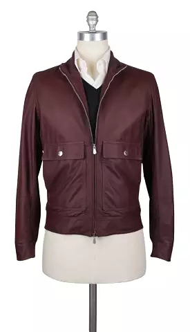 Brunello Cucinelli Burgundy Red Bomber Jacket