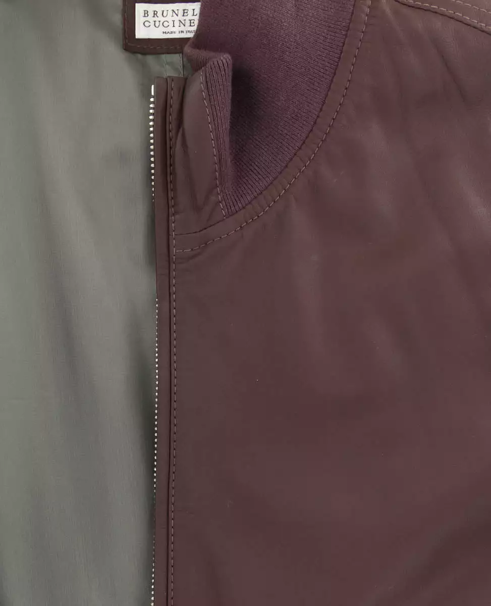 Brunello Cucinelli Burgundy Red Bomber Jacket