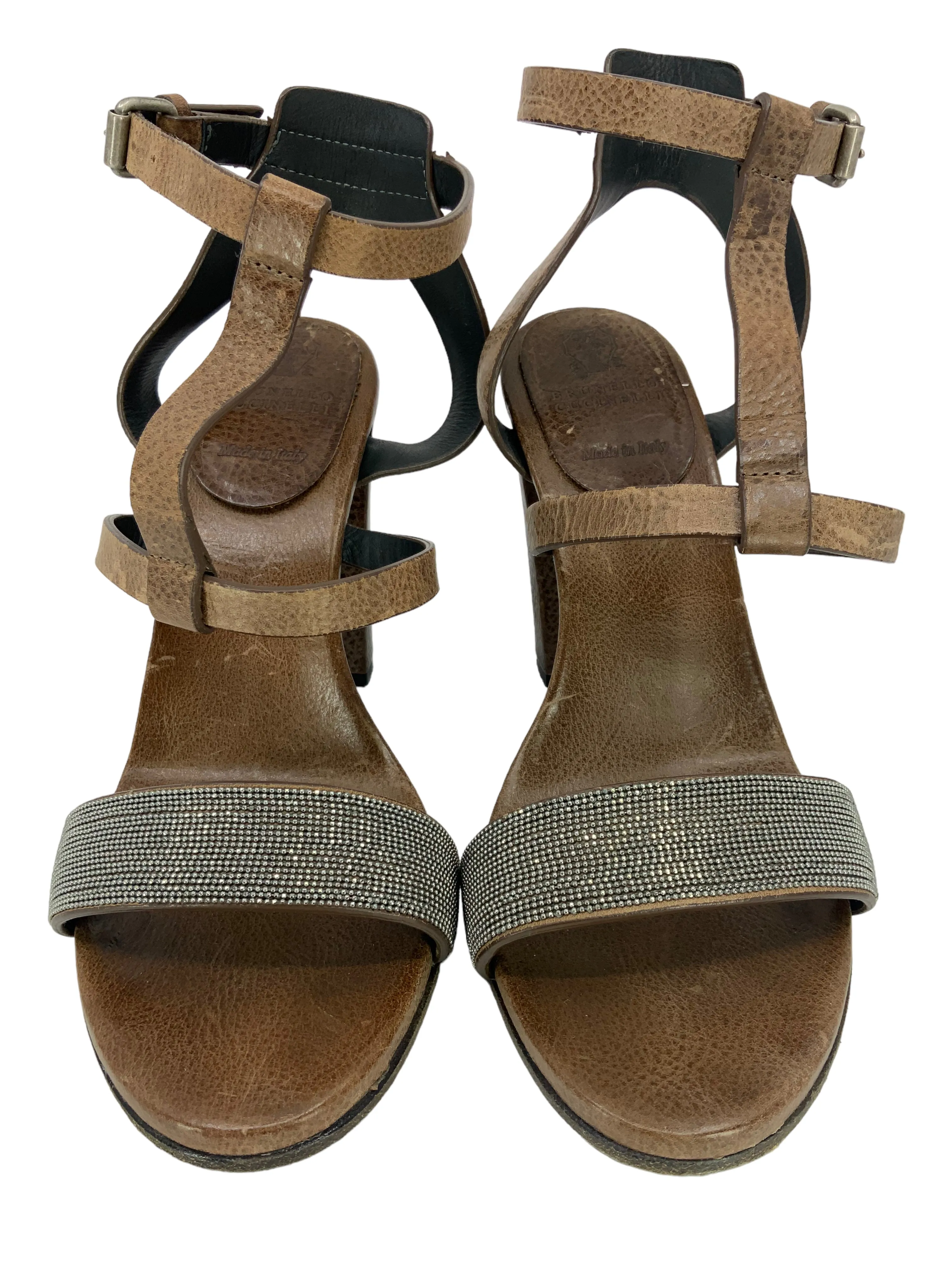 Brunello Cucinelli Monili T-Strap Strap Sandals Size 8