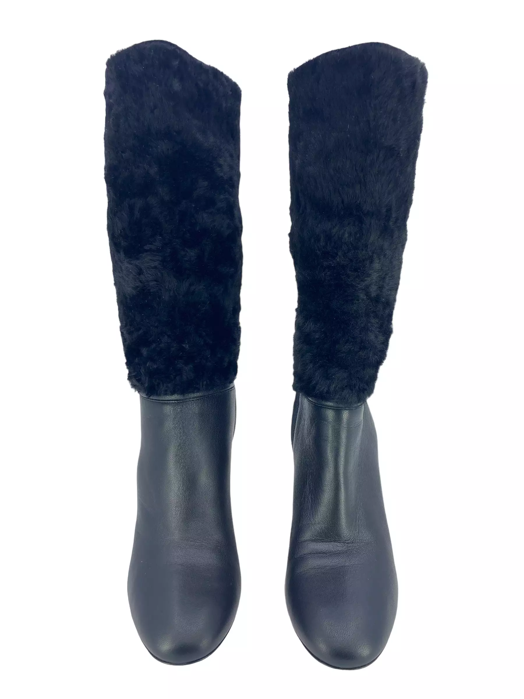 Burberry Mid Calf Fur Boots Size 8