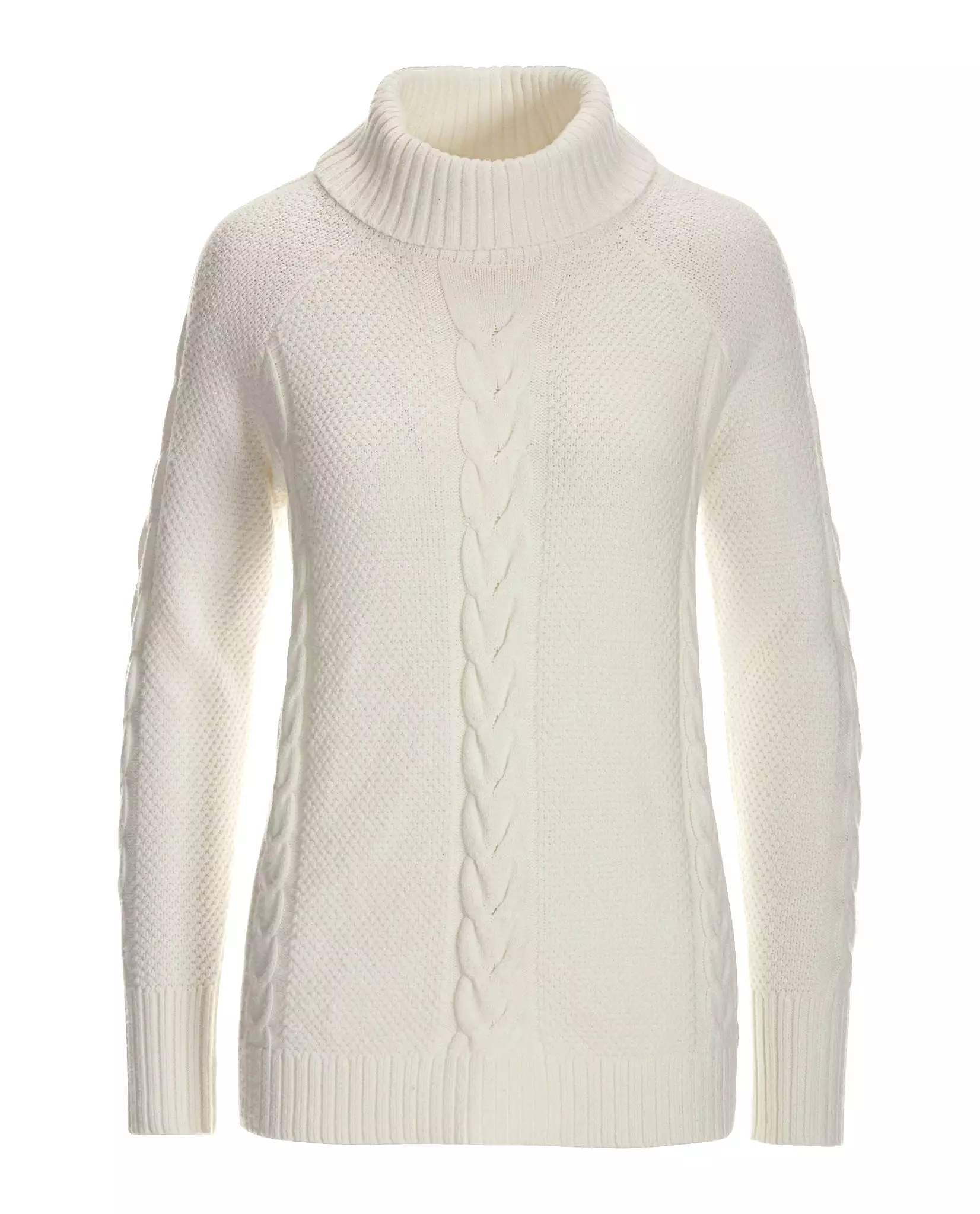 Cable Turtleneck Sweater Off White