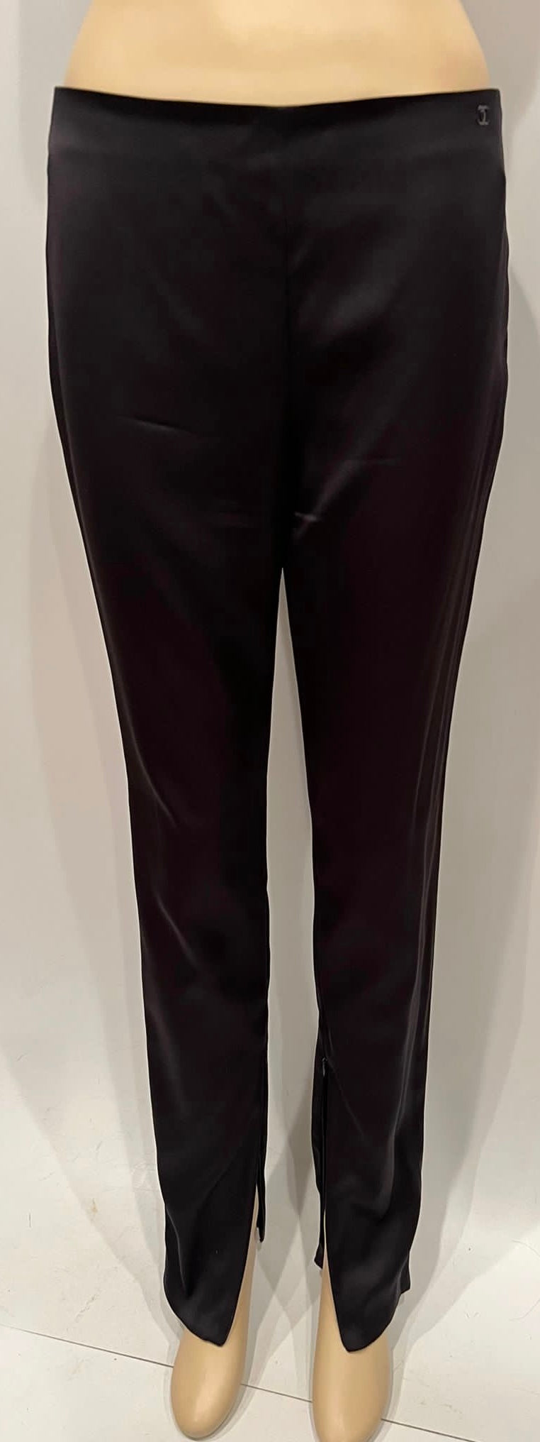 Chanel 07P 2007 Spring Black Silk Satin Pants FR 38 US 4/6