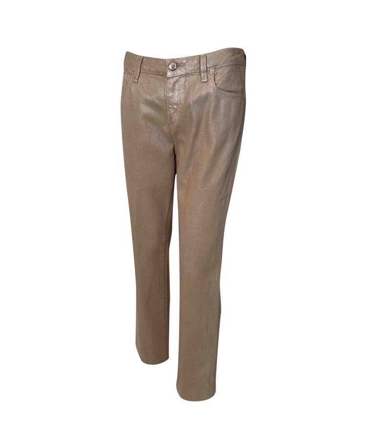 Chanel 09P, 2009 Spring Light Gold Straight Leg Jeans Pants FR 38 US 6/8