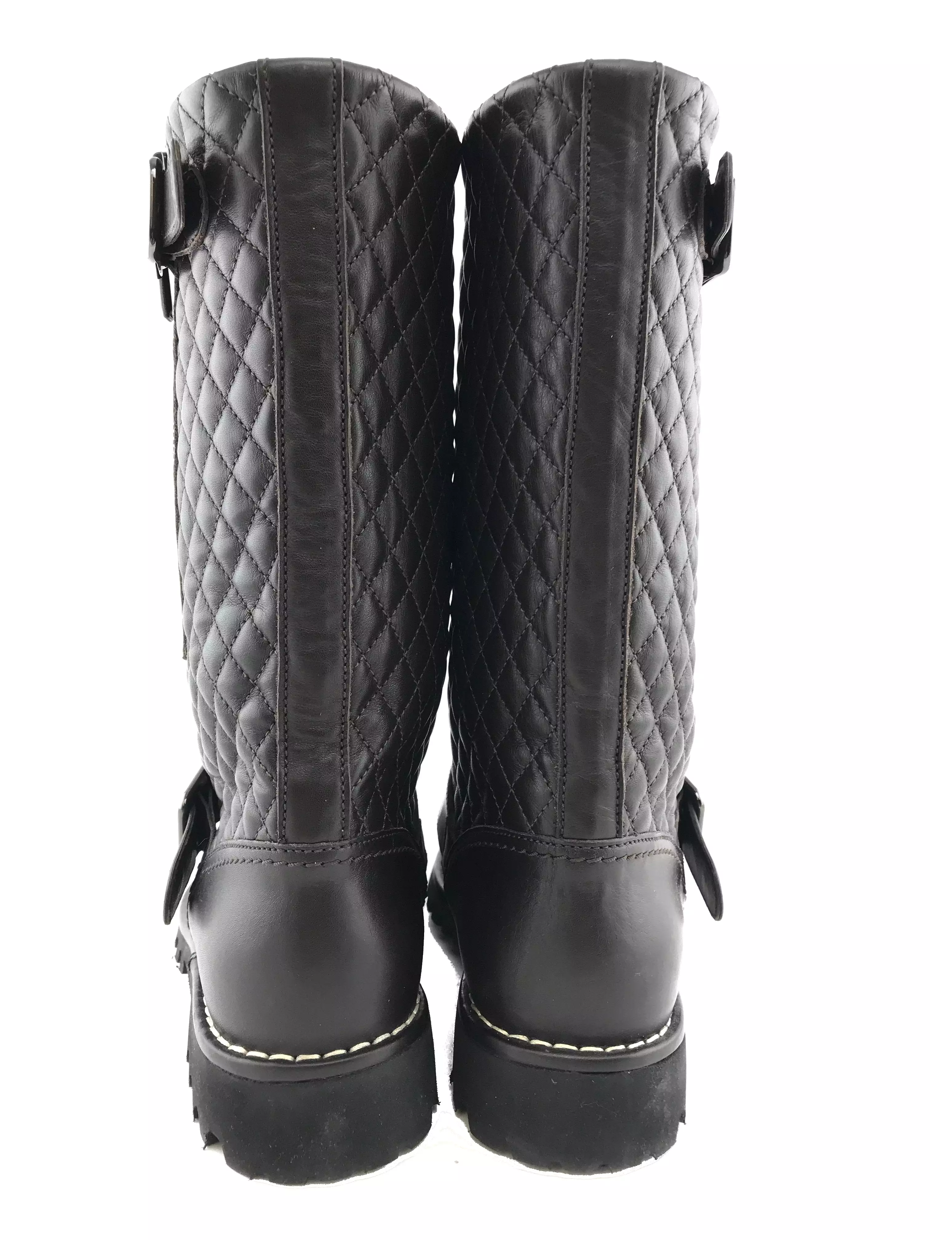 Chanel Quilted Leather Mid Calf Boots Size 9