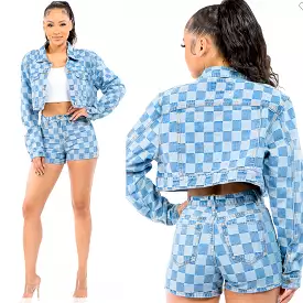 Checker Me Denim Jacket