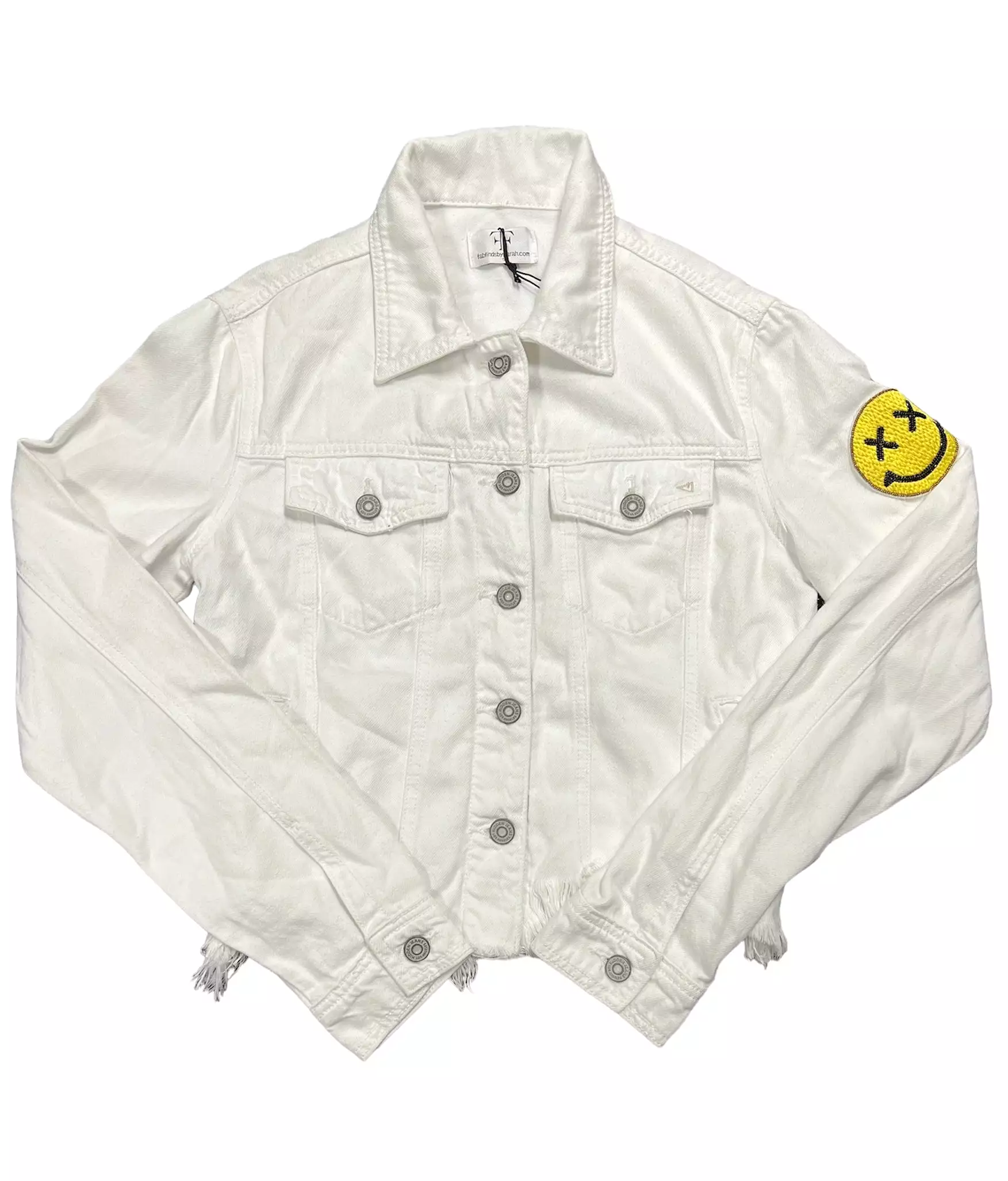 Collab322 White Denim Jacket with Raw Bottom Edge