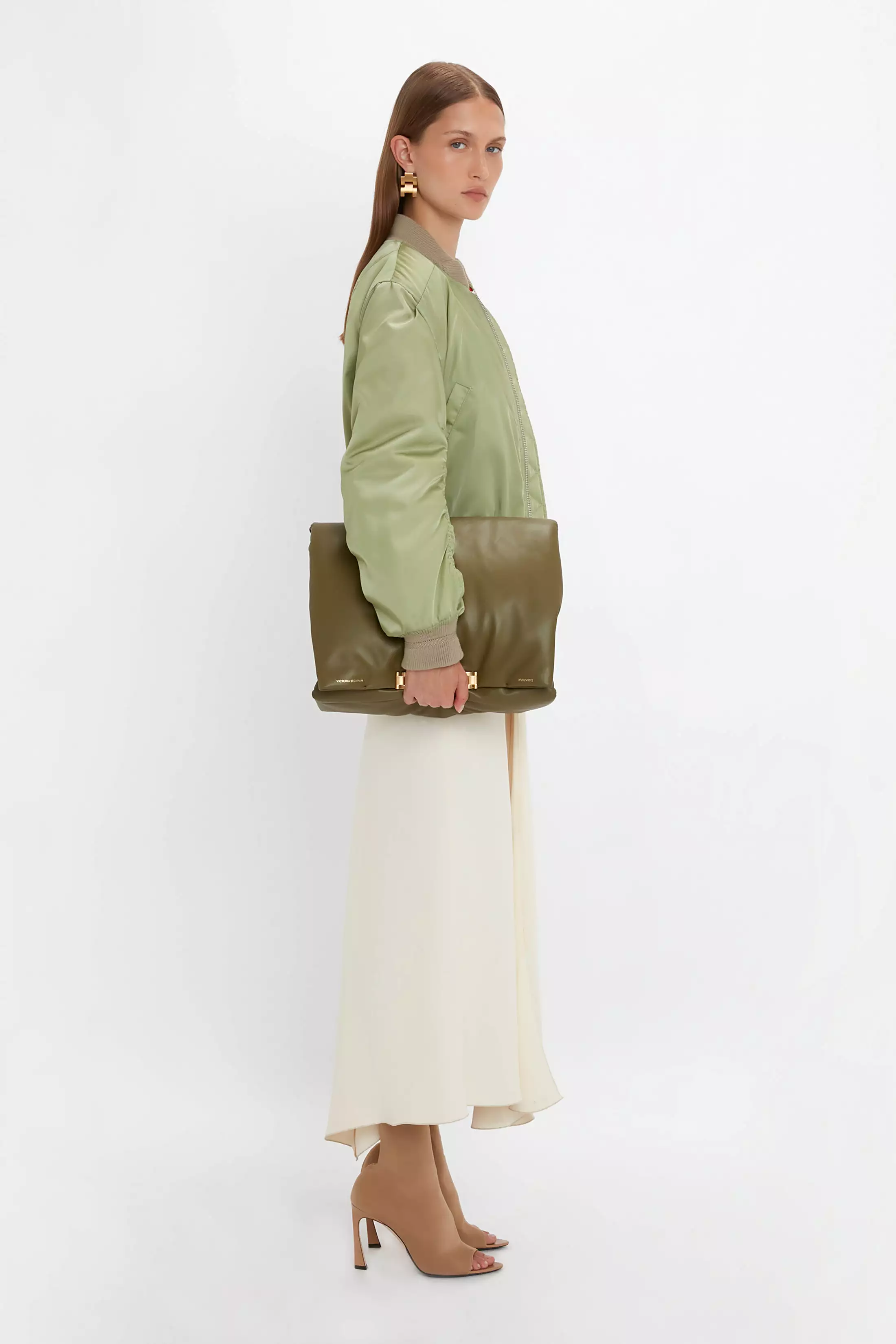 Cropped Bomber Jacket In Avocado