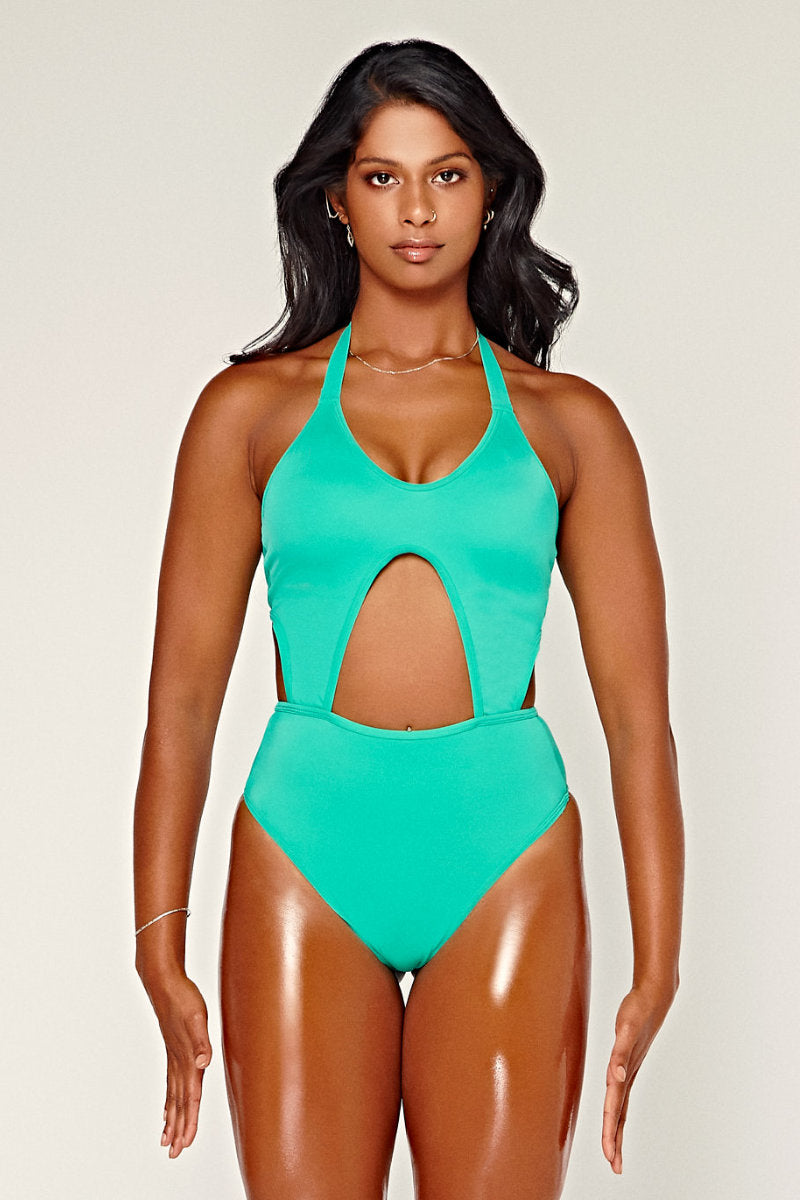 CXIX Dollhaus Halter Bodysuit - Aqua