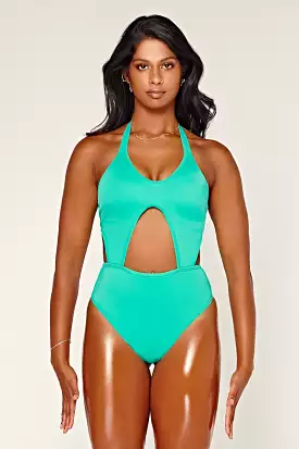 CXIX Dollhaus Halter Bodysuit - Aqua