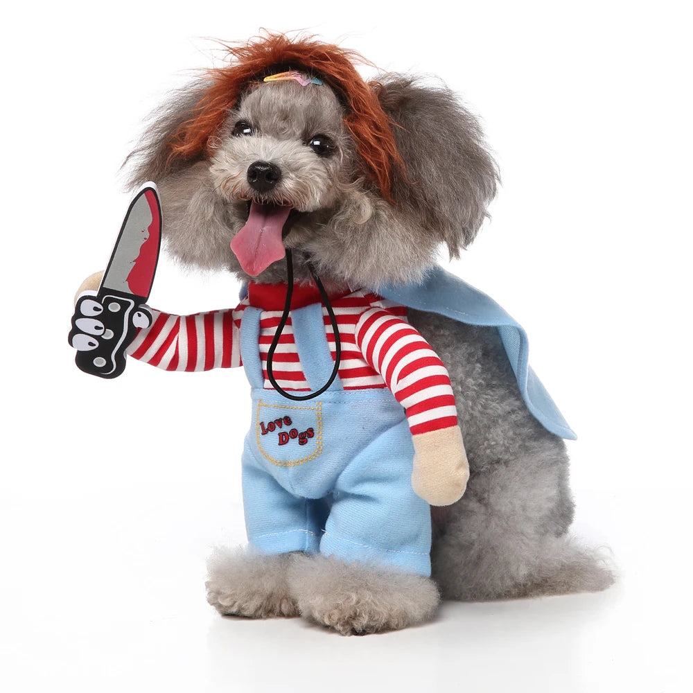 Dog Cat Pet Funny Costume Chucky Deadly Doll Cosplay Party Dog Fancy Dress Halloween Pet Funny Clothes Cat Costume Pet Supplies