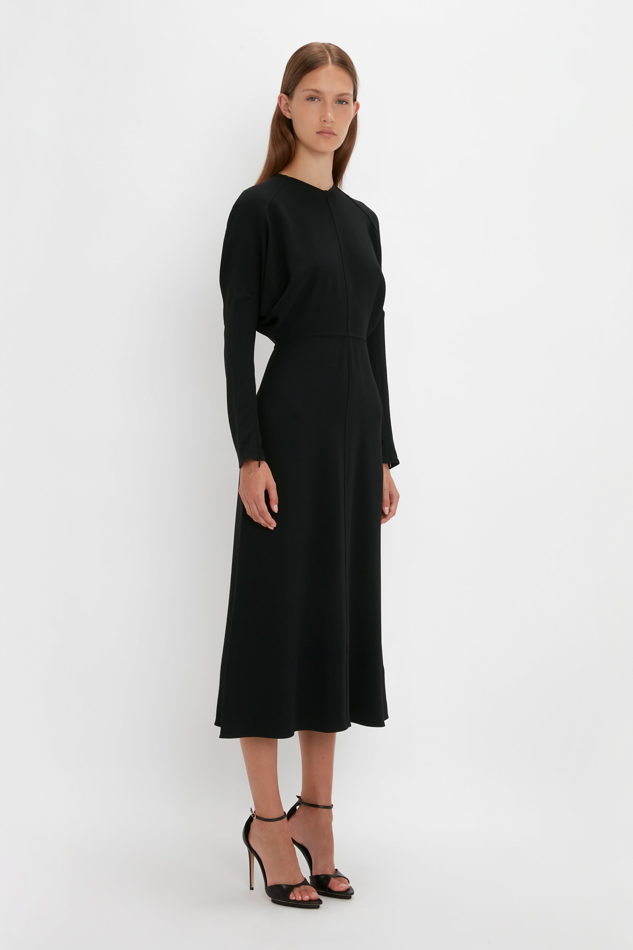 Dolman Midi Dress in Black