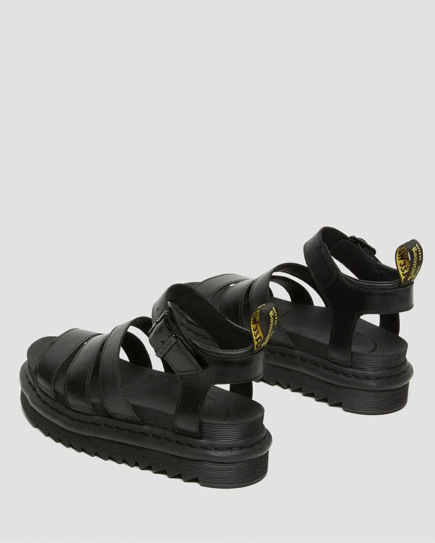 DR MARTENS BLAIRE WOMEN'S BRANDO LEATHER STRAP SANDALS - BLACK BRANDO