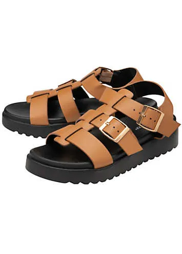 Dunlop Paris Tan Chunky Strap Sandals | Grattan