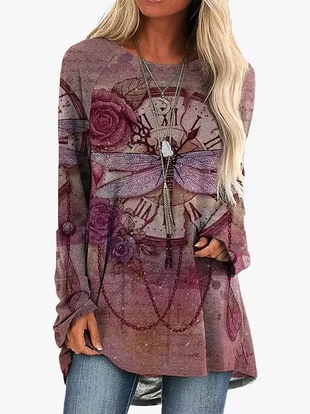 Ethnic Geometric Plaid Plus Size Tunic Tee