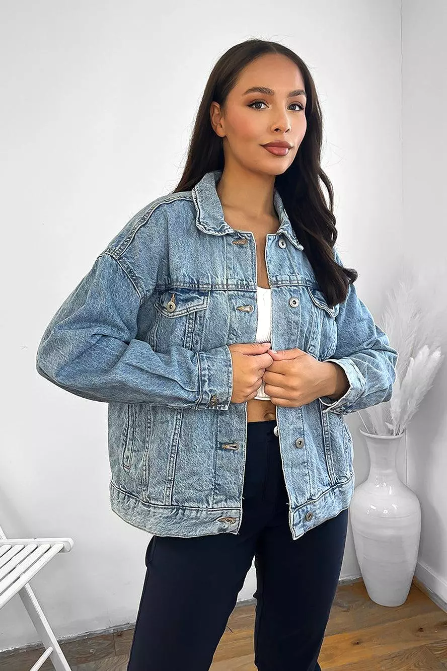 Faded Bleach Effect 100% Cotton Denim Jacket