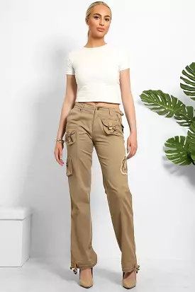 Floral Embroidery To Side Cargo Trousers