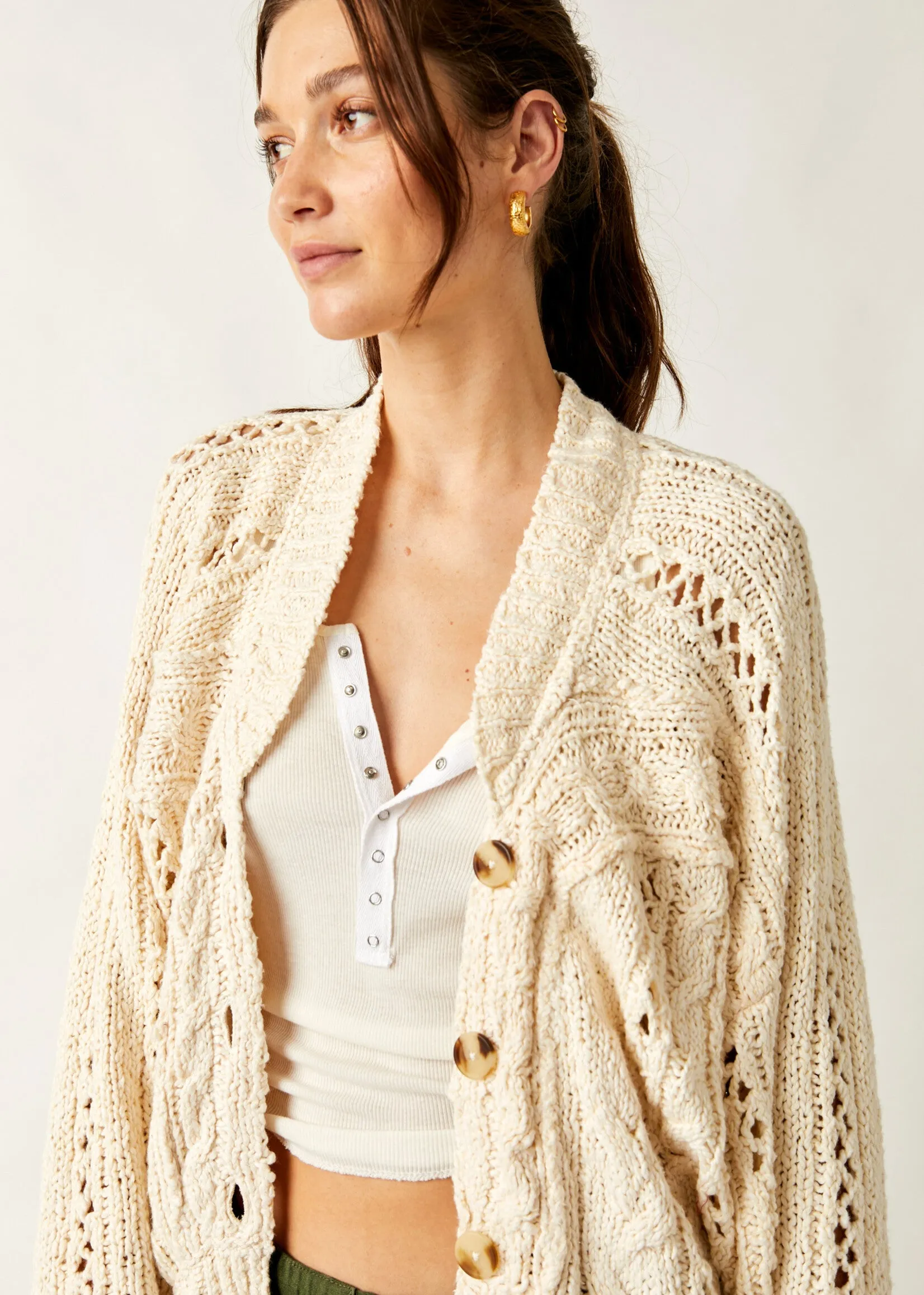 FREE PEOPLE CABLE STITCH CARDI