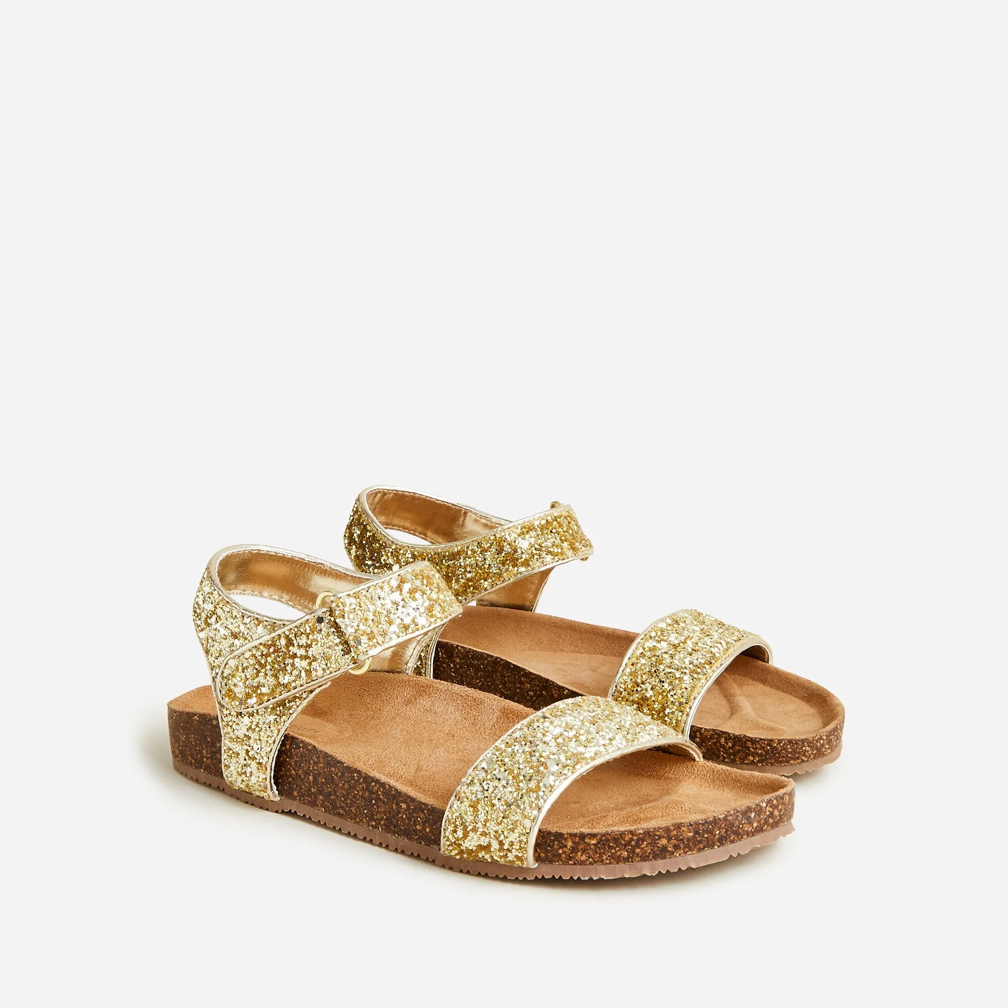 Girls' cork-sole glitter-strap sandals