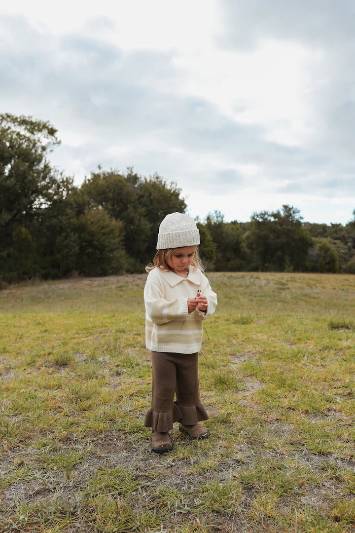 Grown - Striped Collar Pull Over - Milk/Pistachio