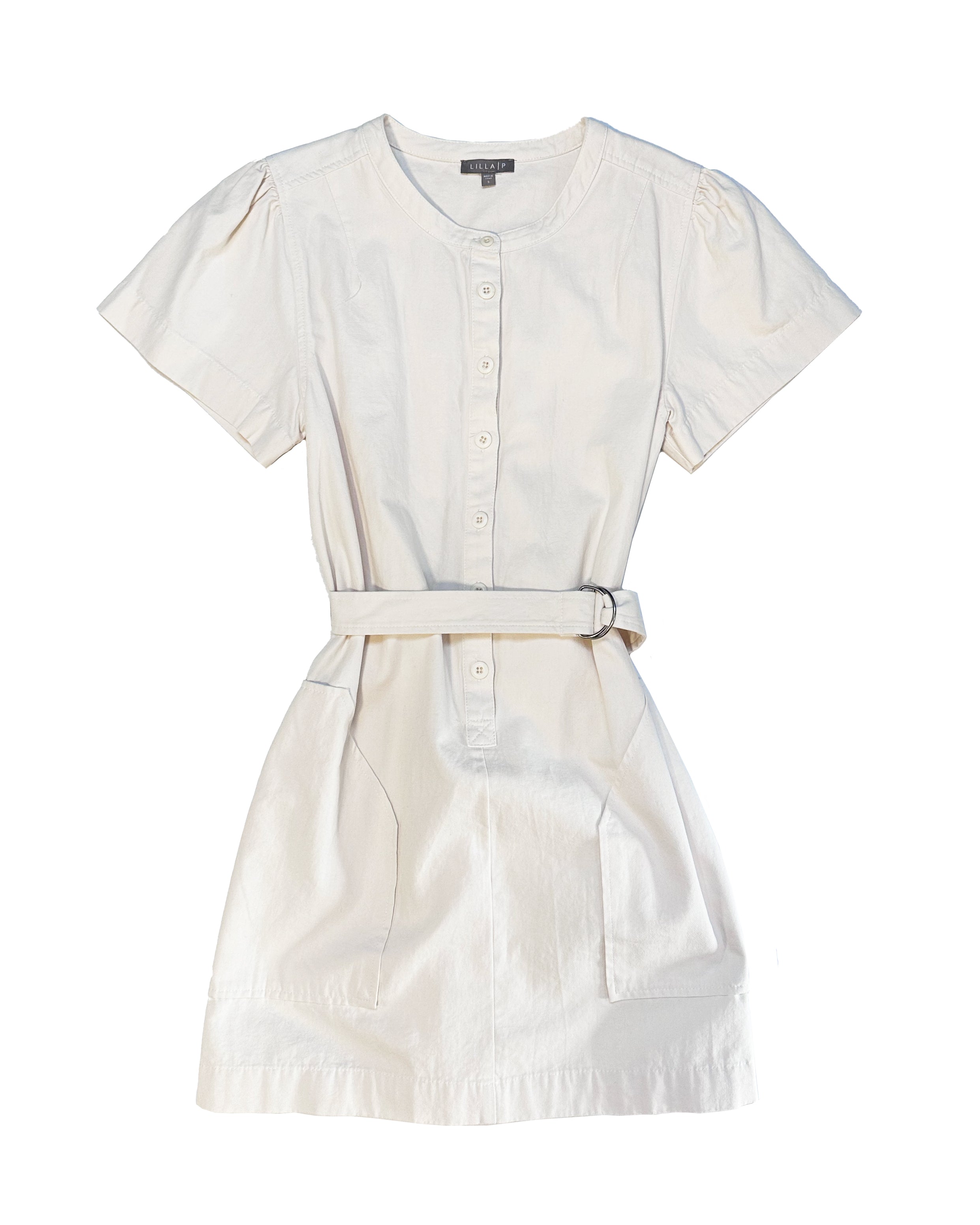 Half Placket Canvas Dress (Ecru)