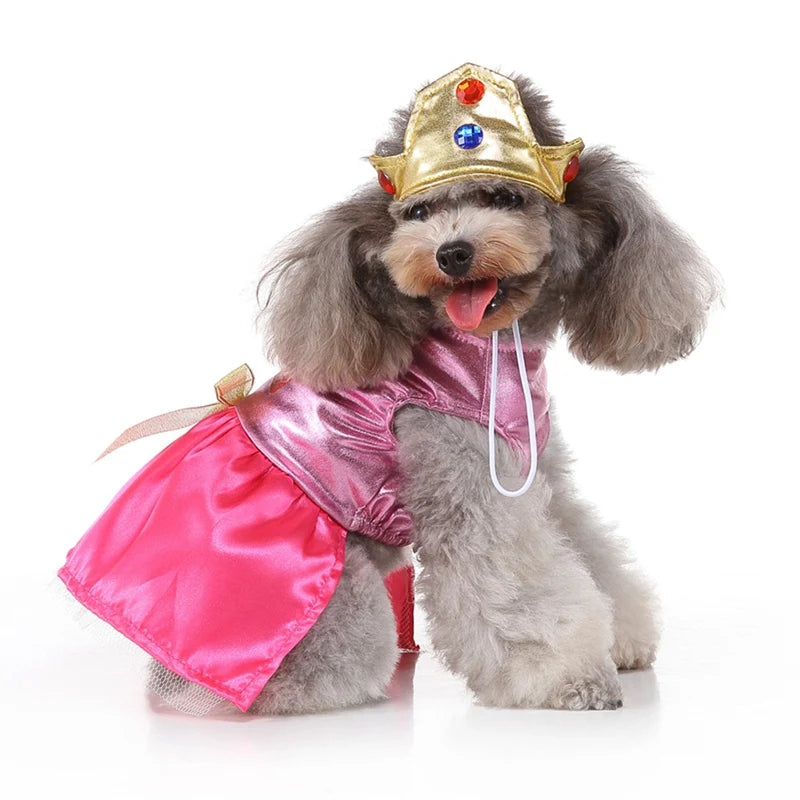 Halloween Pet Cosplay Costume Dog Funny Cartoon Princess Dress and Hat Set Puppy Clothes Outfits for Small and Medium Dogs