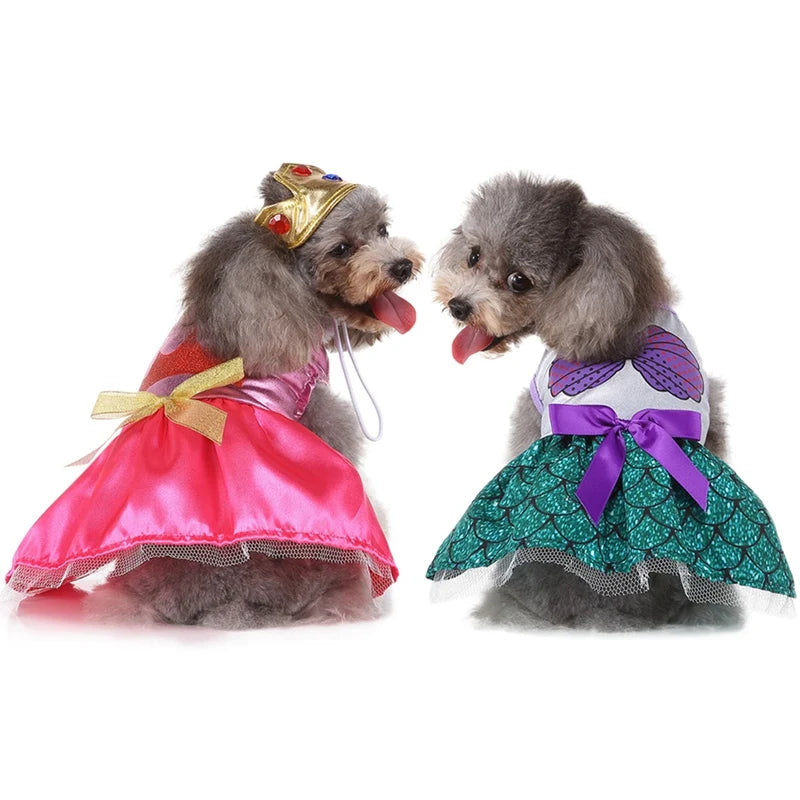 Halloween Pet Cosplay Costume Dog Funny Cartoon Princess Dress and Hat Set Puppy Clothes Outfits for Small and Medium Dogs