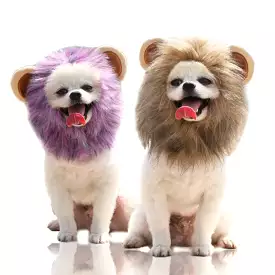 Halloween Pet Dog Lion Mane Wig Hair Christmas Dog Wig Hair Costume Fancy Party Dress Cosplay Funny Hat Cap Pet Dress up