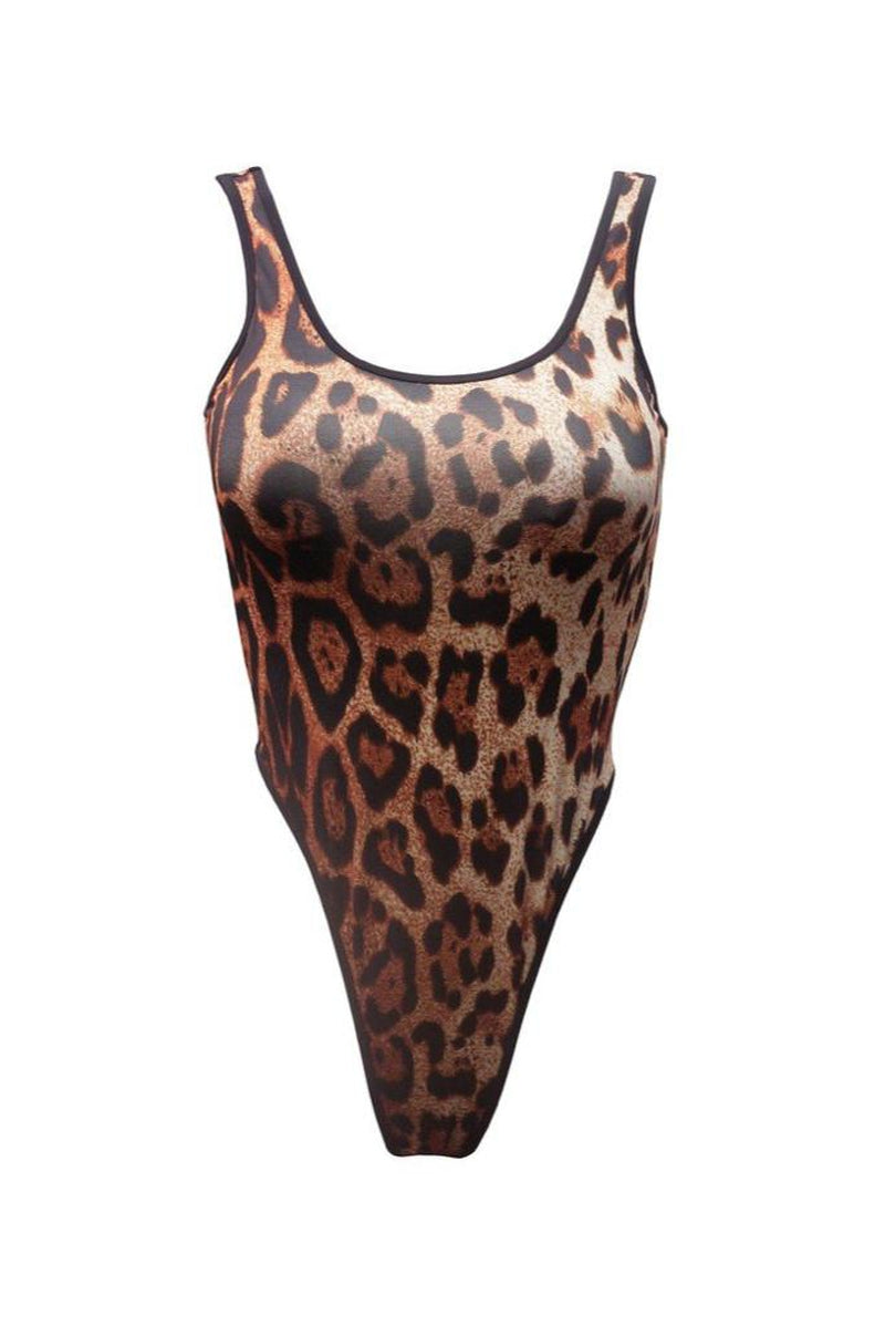 Hamade Activewear Classic High-cut Bodysuit - Leopard