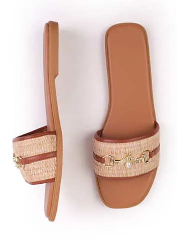 Harmony Tan & Straw Strap Sandals by Where’s That From | Look Again