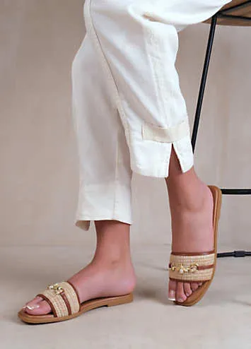 Harmony Tan & Straw Strap Sandals by Where’s That From | Look Again