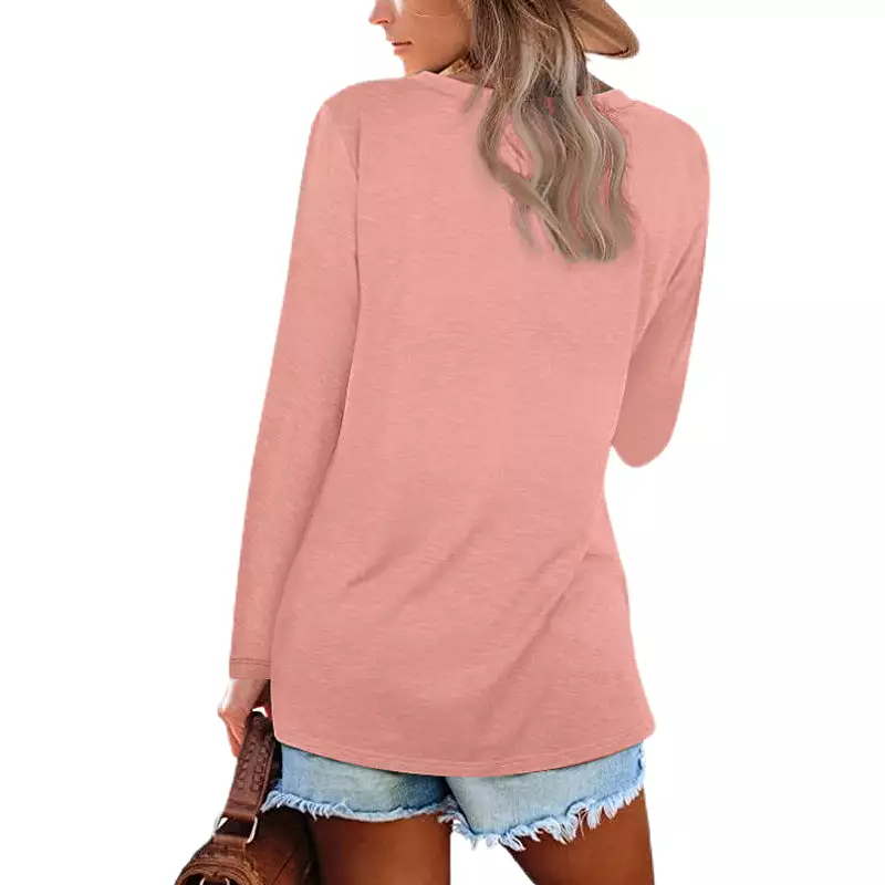 Haute Edition Casual Tunic Length V-Neck Long Sleeve Top T-Shirt