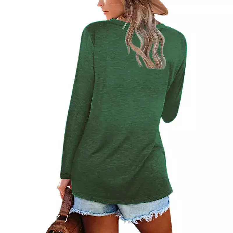 Haute Edition Casual Tunic Length V-Neck Long Sleeve Top T-Shirt