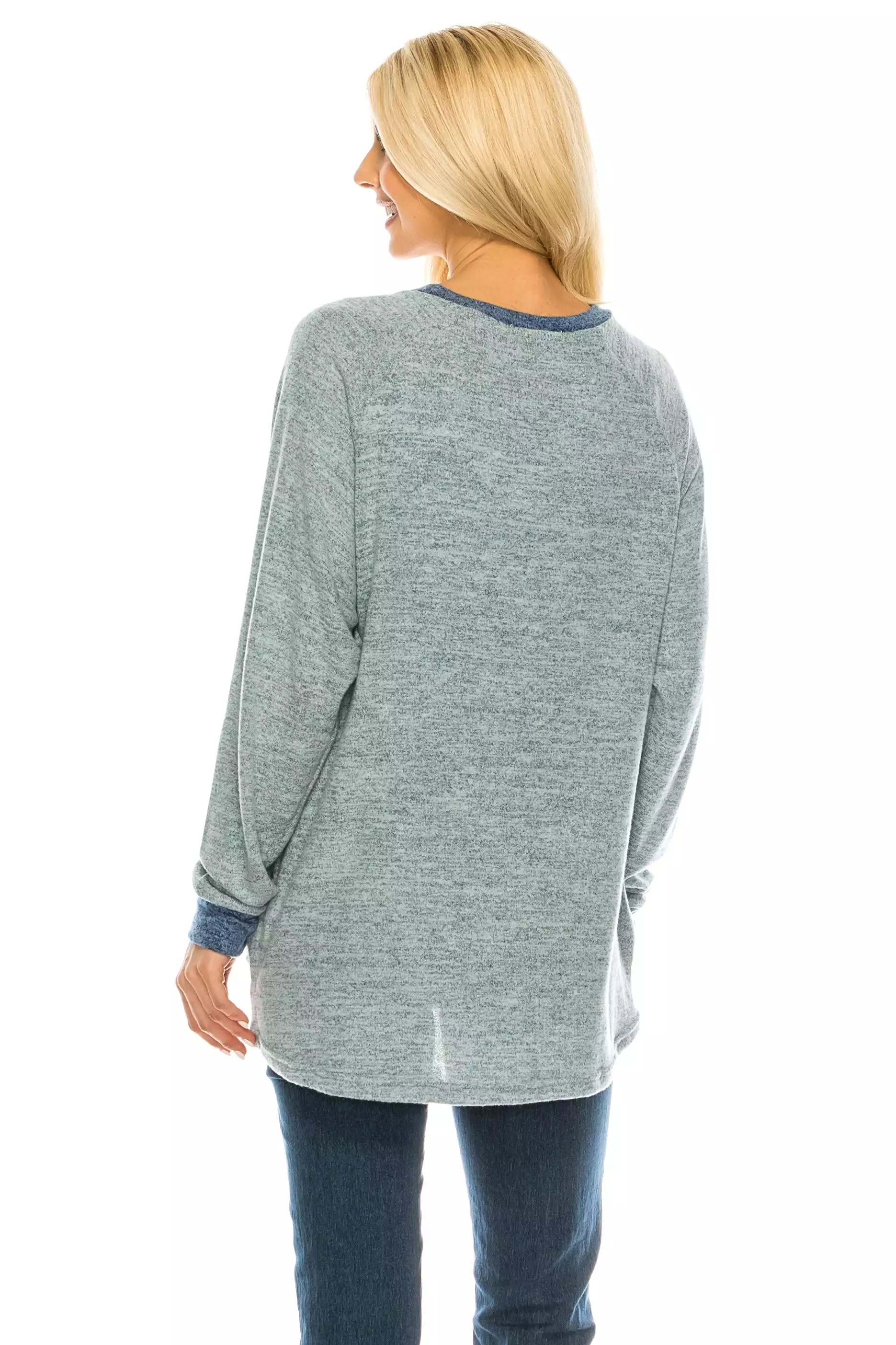 Haute Edition Women's Heather Contrast Slouchy Cozy Pocket Sweatshirt Tunic