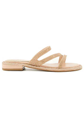 Head Over Heels By Dune Larkin Blush Embellished Asymmetric Strap Sandals | Grattan